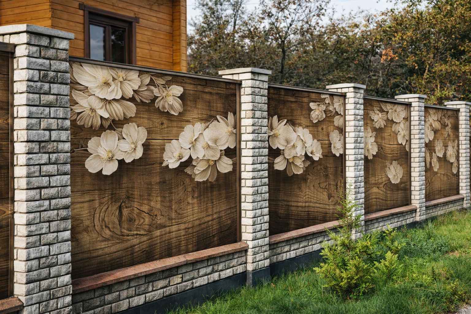 Монтаж забора с принтом на объекте в Санкт-Петербурге